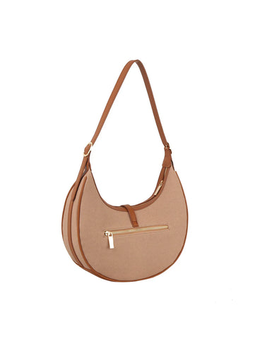 Contrast Trim Simple Strap Hobo Handbag