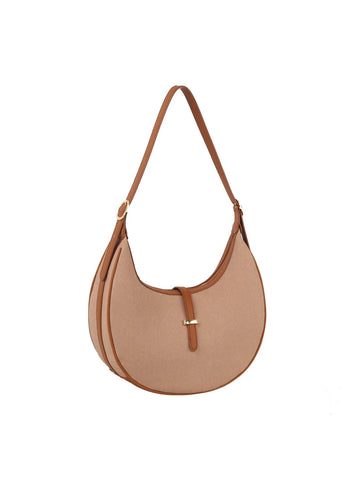 Contrast Trim Simple Strap Hobo Handbag