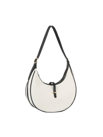 Contrast Trim Simple Strap Hobo Handbag