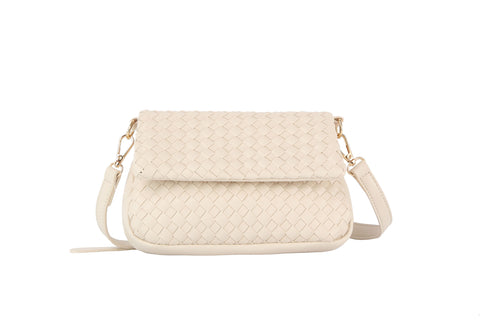 Woven Front Flap Shoulder Bag