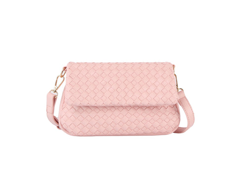 Woven Front Flap Shoulder Bag