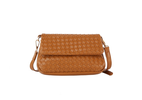 Woven Front Flap Shoulder Bag