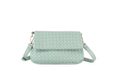 Woven Front Flap Shoulder Bag