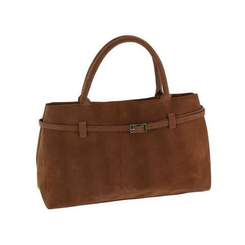 Buckle Accented Sueded Classic Tote