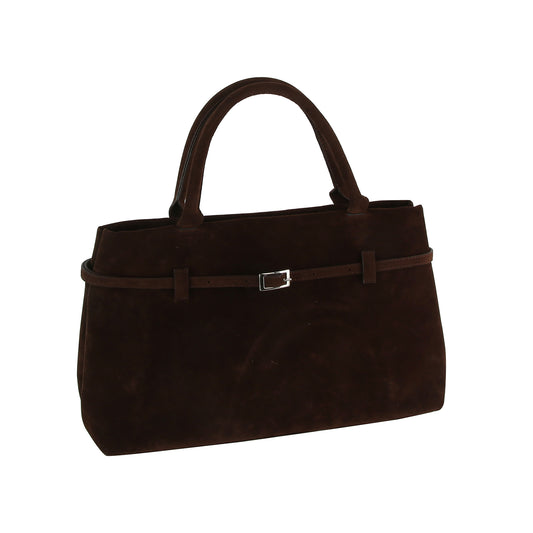 Buckle Accented Sueded Classic Tote