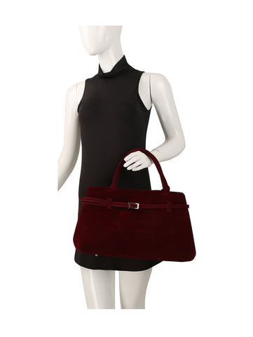 Buckle Accented Sueded Classic Tote