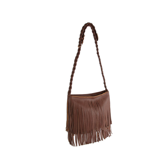 Braided Fringe Hobo Handbag