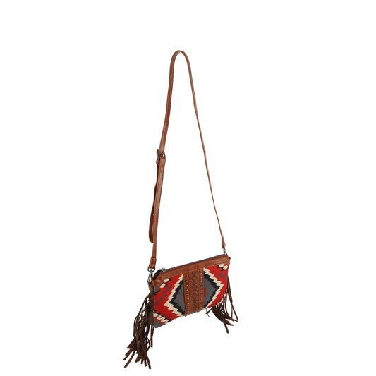 Colorful Aztec Print Fringe Shoulder Bag