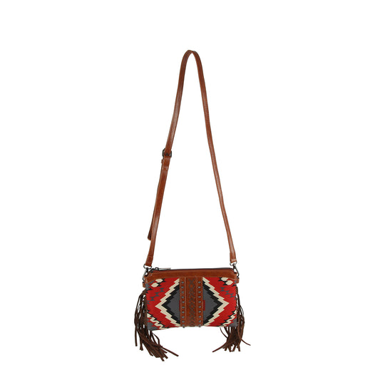 Colorful Aztec Print Fringe Shoulder Bag
