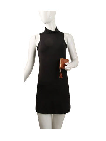 Studded Zip Wallet with Tassel Charm