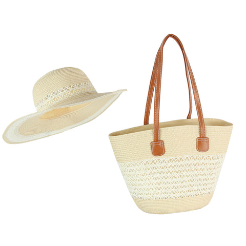 Summer Straw Hat and Tote Set