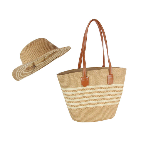 Summer Straw Hat and Tote Set