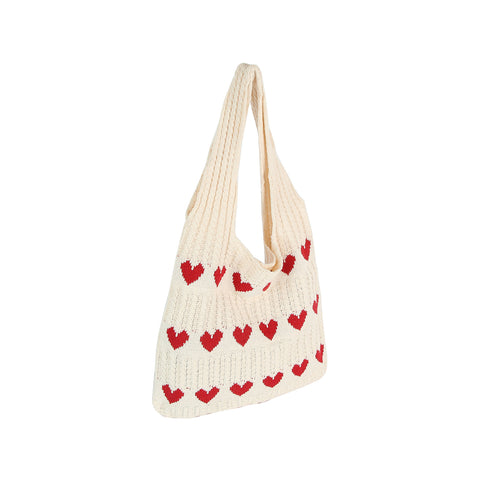Heart Design Crochet Shoulder Bag