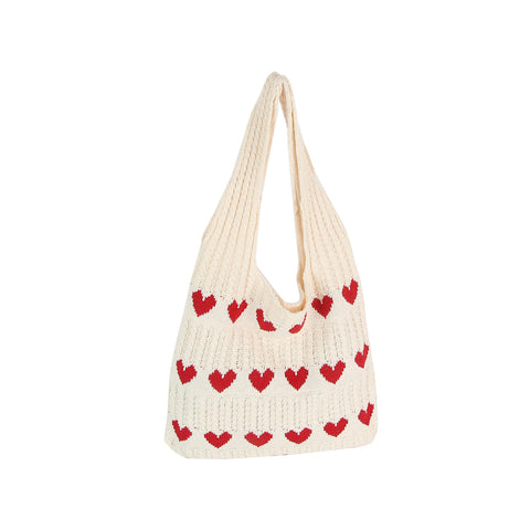 Heart Design Crochet Shoulder Bag