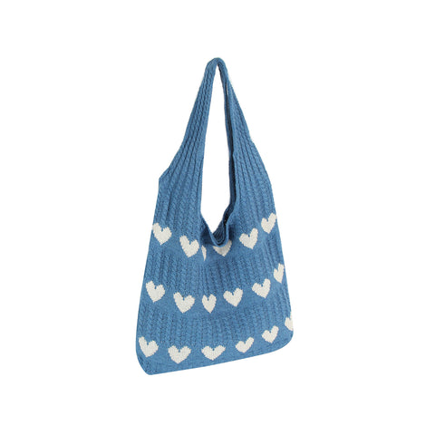Heart Design Crochet Shoulder Bag