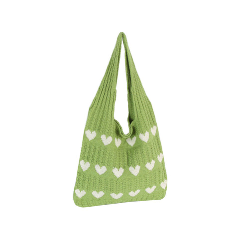 Heart Design Crochet Shoulder Bag