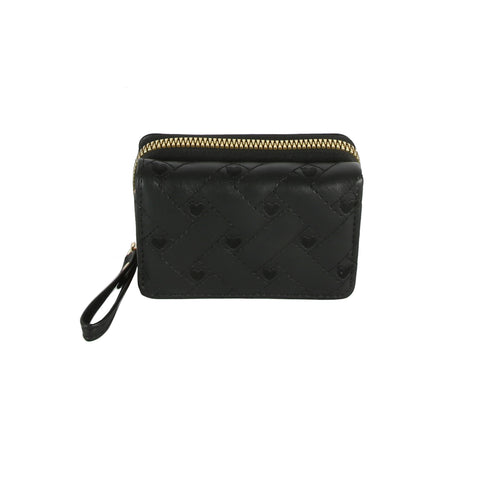 Heart Embroidered Mini Zip Wallet