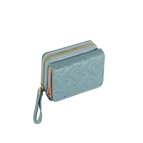 Heart Embroidered Mini Zip Wallet