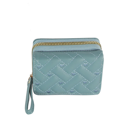 Heart Embroidered Mini Zip Wallet