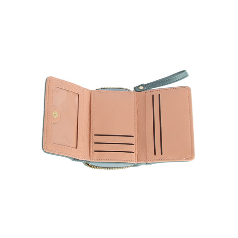 Heart Embroidered Mini Zip Wallet