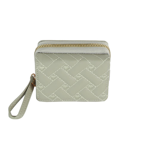Heart Embroidered Mini Zip Wallet