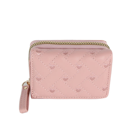 Heart Embroidered Mini Zip Wallet