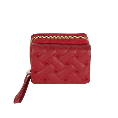 Heart Embroidered Mini Zip Wallet