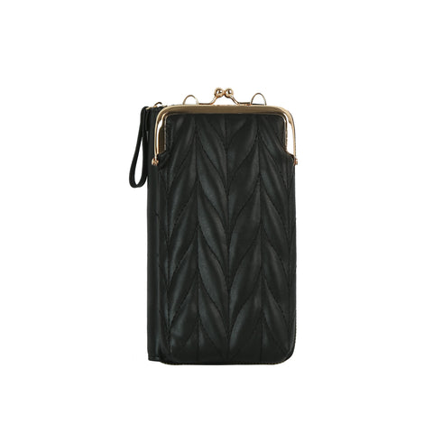 Quilted Kisslock Crossbody Wallet