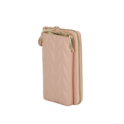 Quilted Kisslock Crossbody Wallet