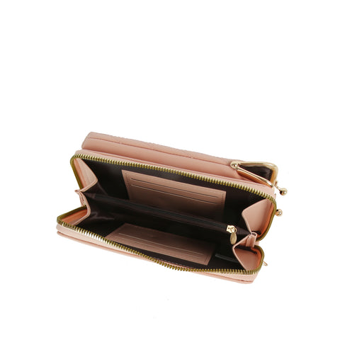 Quilted Kisslock Crossbody Wallet