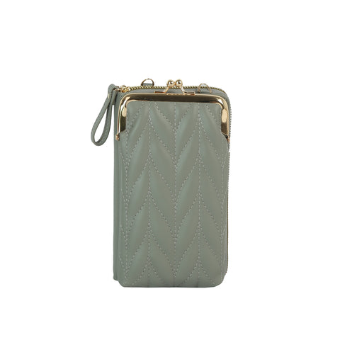 Quilted Kisslock Crossbody Wallet