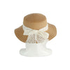 Stylish Lace Accented Short Brim Straw Hat