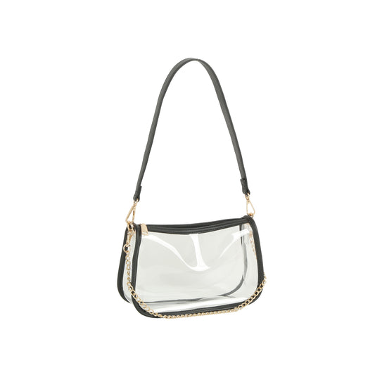 Chain Accented Clear Hobo Handbag