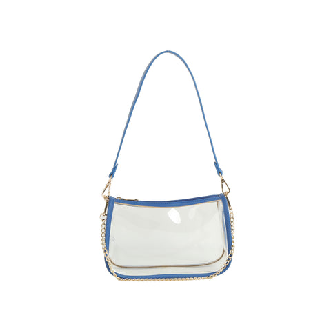 Chain Accented Clear Hobo Handbag