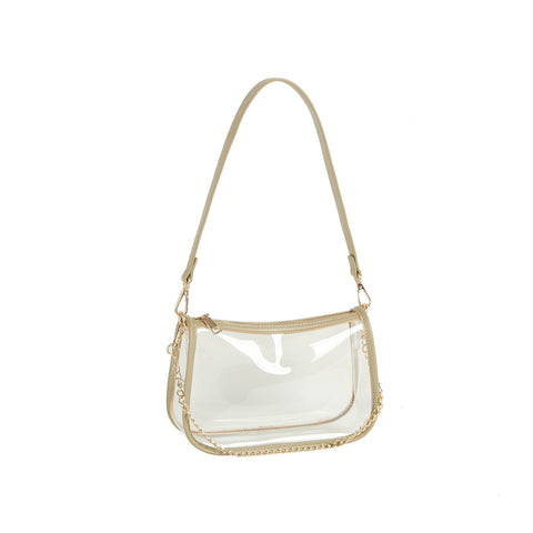 Chain Accented Clear Hobo Handbag