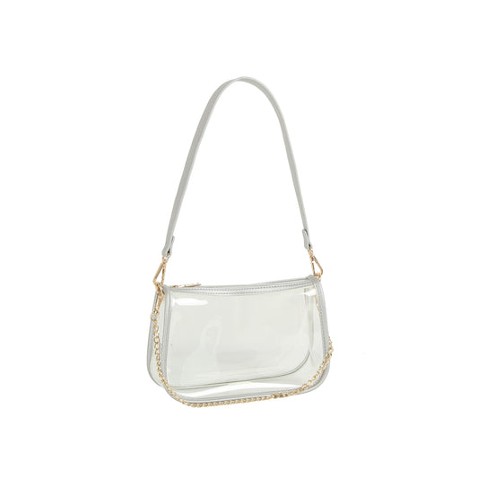 Chain Accented Clear Hobo Handbag
