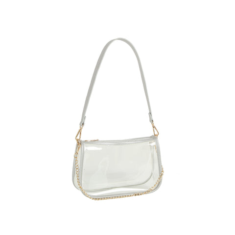 Chain Accented Clear Hobo Handbag