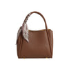 Scarf Accent Structured Boxy Tote
