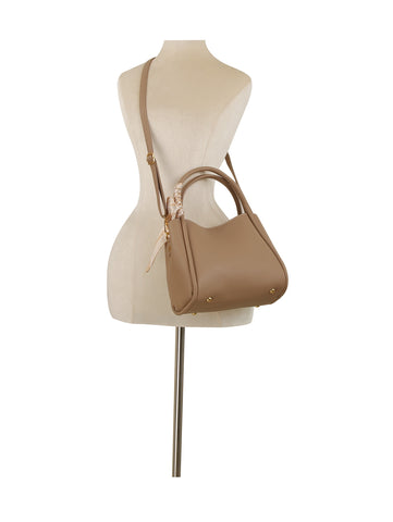 Scarf Accent Structured Boxy Tote