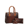 Crocodile Embossed Three Piece Tote Set