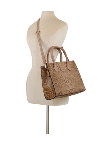 Crocodile Embossed Three Piece Tote Set