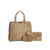 Crocodile Embossed Three Piece Tote Set