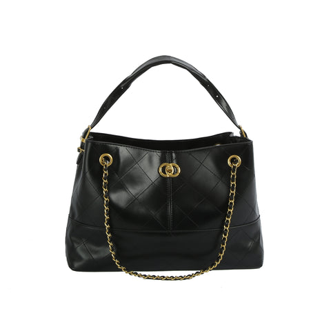 Quilted Chain-Link Shoulder Tote