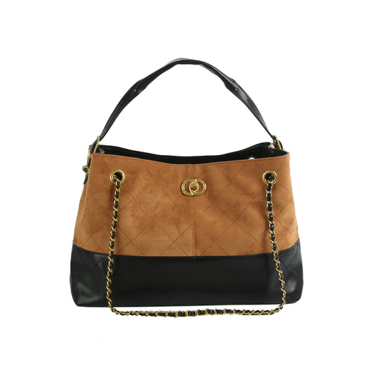 Quilted Chain-Link Shoulder Tote