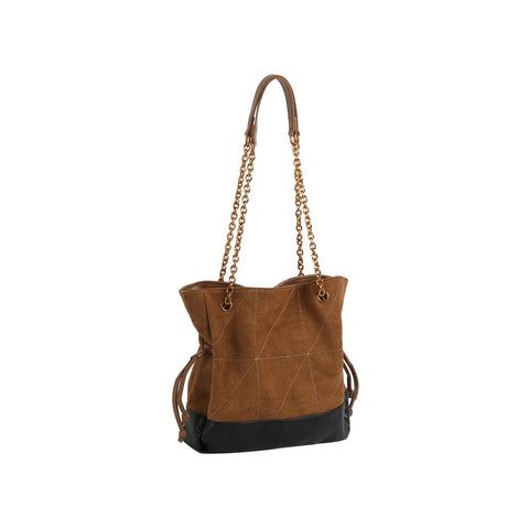 Chain Strap Drawstring Shoulder Tote