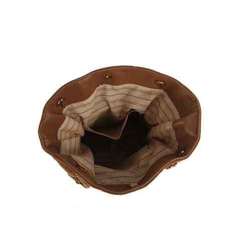 Chain Strap Drawstring Shoulder Tote