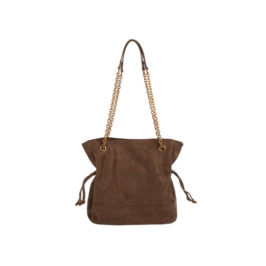 Chain Strap Drawstring Shoulder Tote