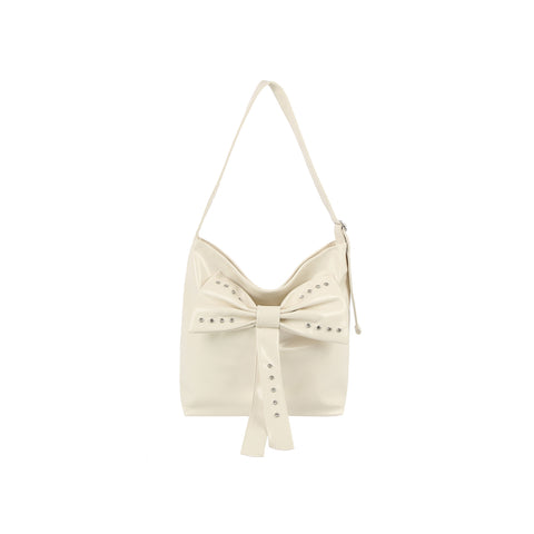 Studded Bow Hobo Handbag