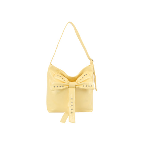 Studded Bow Hobo Handbag