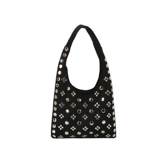 Studded Vegan Suede Hobo  Bag